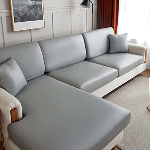 Wasserdichter Kunstleder-Sofabezug, Sofa Sitzkissenbezug Stretch, Elastische Couch Kissenbezüge, Couch Überzug L Form, Husse Überzug Bezug Für Sofa Sitzkissen (Gray 2 Seater) von FGYAHOKN