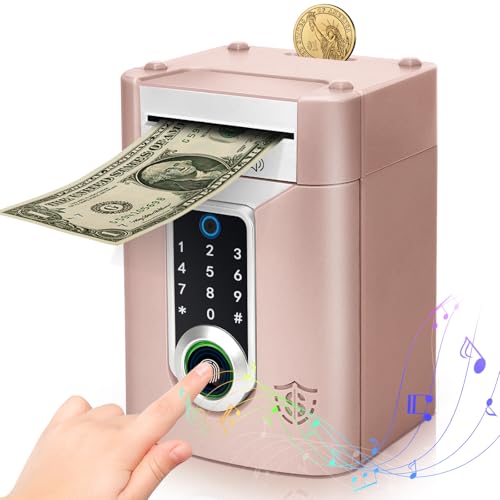 FGZU Spardose Kinder 3-12 Jahre,Elektronische Tresor Spardose mit Touchscreen und Fingerabdruck Geldautomat Sparbox Sparschwein Tresor Kinder Geschenke Mädchen Jungen Roségold FGZU Spardose Kinder 3-12 Jahre,Elektronische Tresor Spardose mit Touchscreen und Fingerabdruck Geldautomat Sparbox Sparschwein Tresor Kinder Geschenke Mädchen Jungen Roségold von FGZU