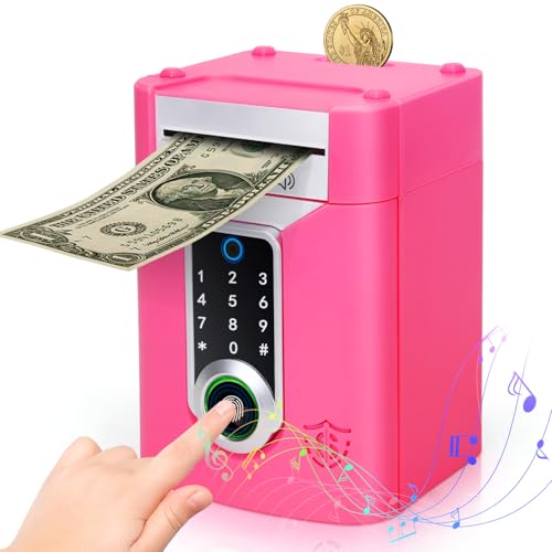 FGZU Spardose Mädchen 3-12 Jahre,Elektronische Spardosen mit Touchscreen und Fingerabdruck Geldautomat Spardose Tresor Sparschwein Kinder Geschenke Mädchen Rosa FGZU Spardose Mädchen 3-12 Jahre,Elektronische Spardosen mit Touchscreen und Fingerabdruck Geldautomat Spardose Tresor Sparschwein Kinder Geschenke Mädchen Rosa von FGZU