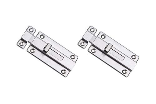 FGen Türriegel aus Edelstahl, 10,2 cm, für Badezimmertür, Türriegel, links und rechts, Diebstahlschutz, Holz, 2 Stück von FGen