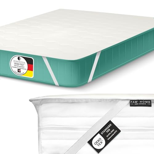 FAM'HOME Premium Matratzenschoner 100x200 cm mit hypoallergenem Soft Microfiber Bezug, atmungsaktive Matratzenauflage 100x200 cm mit 4 elastischen Eckgurten, hygienischer Matratzentopper 100 x 200 von FH FAM' HOME HOME COSINESS