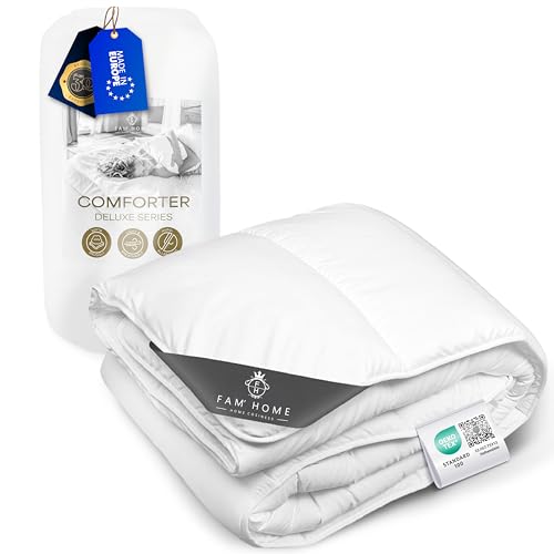 FAM Home Bettdecke 180x220 Weiche Mikrofaser Waschbar Ganzjährig I Zudecke Antiallergisch für Allergiker I Gesteppte Steppdecke von FH FAM' HOME HOME COSINESS