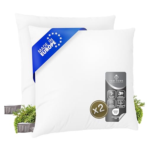 FAM Home Weiches Mikrofaser-Kissen 60x60cm, mit optimaler Stütze für Nacken und Kopf, 2er-Set von FH FAM' HOME HOME COSINESS
