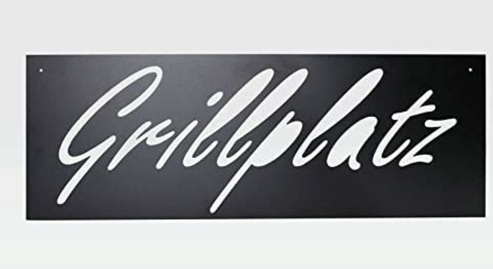 FH FalkonHome Wanddekoobjekt Schild -Grillplatz- Schwarz oder Edelrost 74x21cm Metallschild BBQ von FH FalkonHome