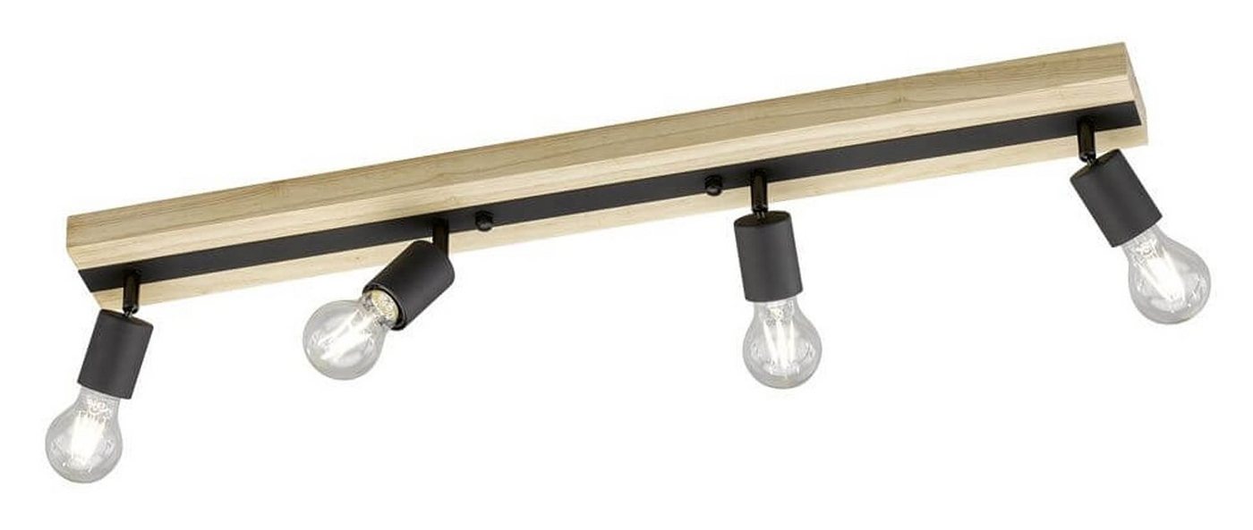 FH Lighting Deckenstrahler JURIS, Braun, Schwarz, 4-flammig, Holz, Metall, ohne Leuchtmittel, Deckenlampe, Breite 83 cm von FH Lighting