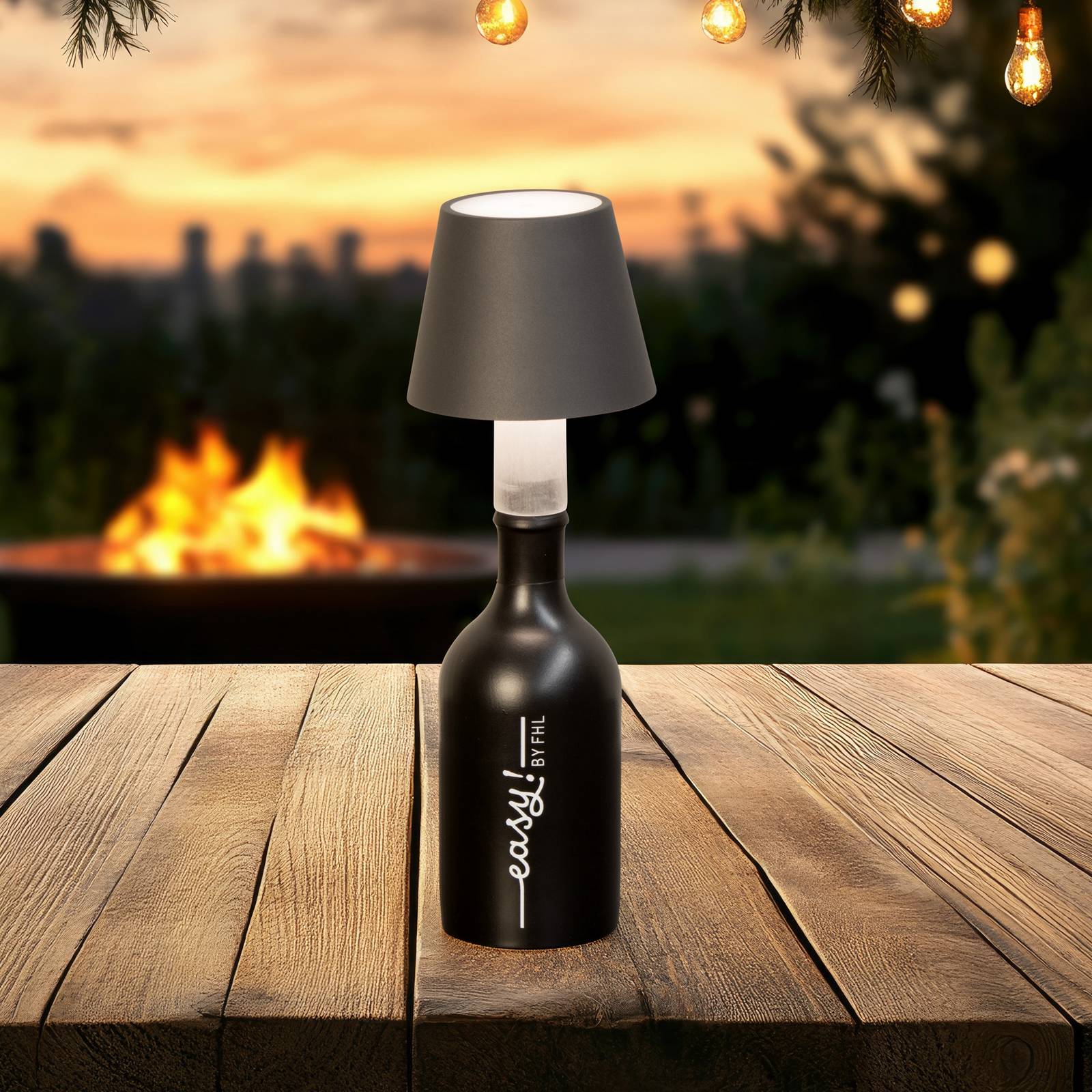 LED-Flaschenlampe Fiocco, sandgrau, CCT, IP54, dimmbar von FH Lighting