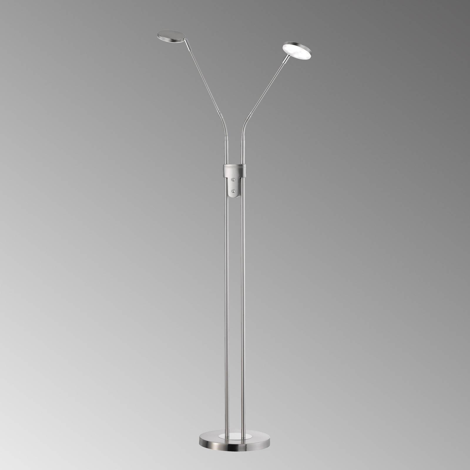 LED-Stehleuchte Lunia, zweiflammig, nickel matt von FH Lighting