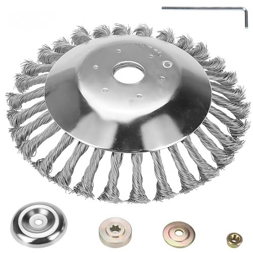 6/8 Zoll Stahldraht-Rotationsbürstenschneider-Trimmerkopf Unkrautklinge Kompatibel mit Fadentrimmern for Entfernen von Moos, Gras und Rost(8inch set) von FHAJKTJB