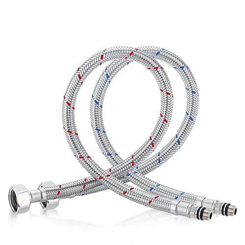 FHBHJNATC 2 Stück Flexschlauch 3/8 Rostfreie Stähle, Schlauch für Wasserhahn 80 Zentimeter, Panzerschlauch 3/8 Zoll, Geeignet für Küchen, Bäder, Wasserhähne für Warmwasserbereiter usw FHBHJNATC 2 Stück Flexschlauch 3/8 Rostfreie Stähle, Schlauch für Wasserhahn 80 Zentimeter, Panzerschlauch 3/8 Zoll, Geeignet für Küchen, Bäder, Wasserhähne für Warmwasserbereiter usw von FHBHJNATC