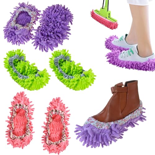 FHBHJNATC 3 Stück Set Putzschuhe, Lazy Mopping Shoe Cover, Mop Hausschuhe 3, Lazy Cleaning Schuhüberzieher, Abnehmbare Mopp-Bezüge, Mopp-Schuhüberzieher für die Haushaltsarbeit von FHBHJNATC