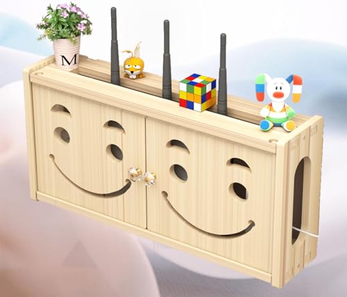 FHCSAO Router Box Ständer Wifi Router Regal Aufbewahrungsbox 1 Regal Minimalistischer Stil Holz Wandhalterung Sicherheitsmerkmale Wärmeableitung Hohles Design von FHCSAO