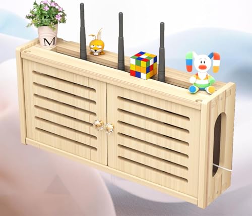 Router Aufbewahrung Holz Wandhalterung WLAN Router Box Steckdose zum Verstecken Kabel Verstecken An Der Wand,C-48x24cm von FHCSAO