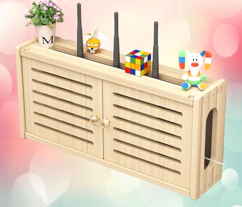 Router Aufbewahrungsbox Wand WLAN Router Halterung Wand Storage Shelves Small White Schwimmende Regal Halterungen,C-48x24cm von FHCSAO
