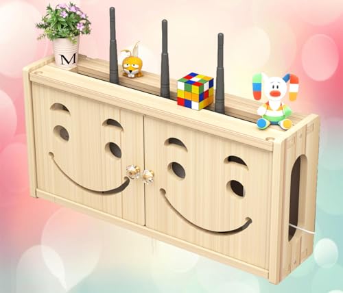 Router-Aufbewahrungsbox Wandhalterung Set-Top-Box-Rack Weiß RouterstäNder Wandmontage Box Kleines SchräNkchen,A-48x24cm von FHCSAO