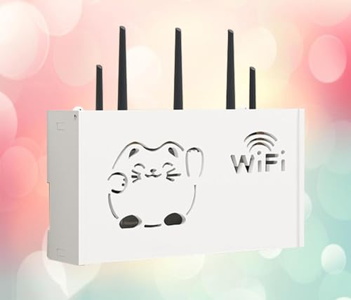 Router Schrank Schmal,Wall Storage Box WLAN Box Router Holz Weiß Steckdosen Verstecken Holz Wandbehang Wandregal,A-38x20x8.5cm von FHCSAO
