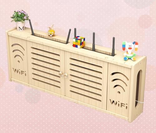 Router Verstecken Box Wandhalterung WLAN Router Box Wand Holz Schweberegale Wandmontage Kabel Organizer Box,C-71x28cm von FHCSAO