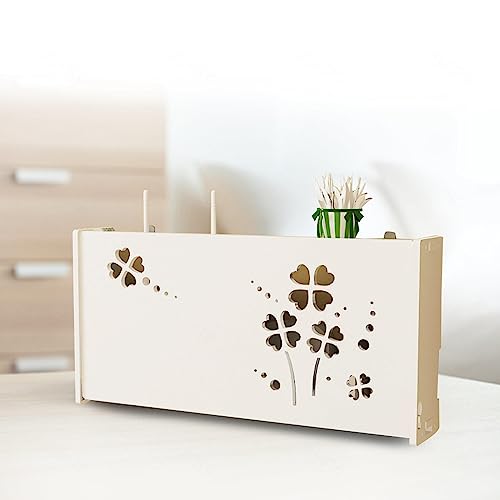 Router Verstecken Korb Wandhalterung WLAN Router Box Wand Holz Kabel Steckdose Verstecken Schwimmendes Regal,C40x9.5x20cm von FHCSAO