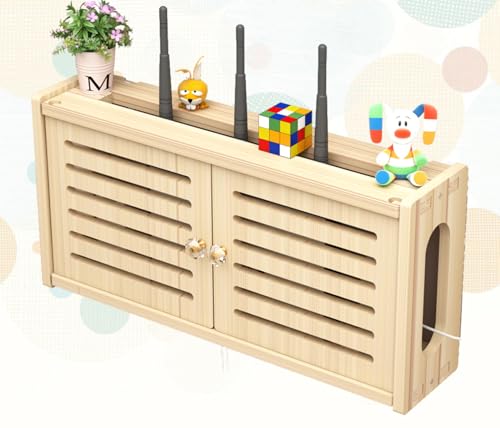 WLAN Box Verstecken,Router Schrank Weiss Router Box Holz Wand Storage Shelf Small Wood Wandmontierte Regale,C-48x24cm von FHCSAO