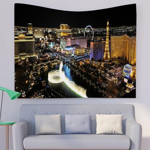 FHDBSST Wandteppich Psychedelic Las Vegas-Nachtszenenmuster Weich Vlies Wandbehang Wanddeko für Wohnzimmer Schlafzimmer Picknickdecke Tapisserie Wandkunst Dekore (200x150cm) von FHDBSST