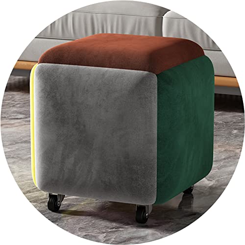 FHDCNTO 5 Farb Velvet Magic Cube Stuhl 5 in 1 Kombinationsstuhl, Hausfuttersofa Storage Ottomans mit Kohlenstoffstahlrahmen und Schwenkrädern (Größe: 38x38x34 cm) von FHDCNTO