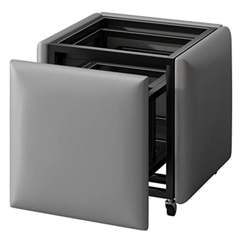 FHDCNTO 5 in 1 Magic Cube Stool, modernes Wohnzimmer -Sofa -Sofa -Stuhl -Stuhl Stuhl mit PU -Ledersitz und Schwenkrädern, 45x45x45 cm (Farbe: Grau) von FHDCNTO