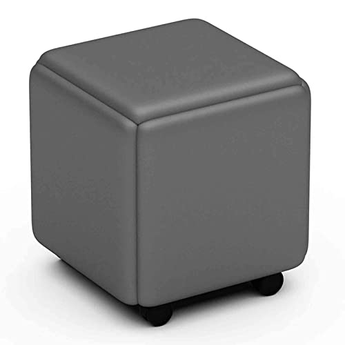 FHDCNTO 5 in 1 Magic Cube Stool -Kombinationen, die Osmanen mit PU -Ledersitz, Rahmen und Rädern, stapelbarer Sofa -Essstuhl (Größe: 45x45x45 cm, Farbe: Grau) nisten, stapelbare Sofa von FHDCNTO