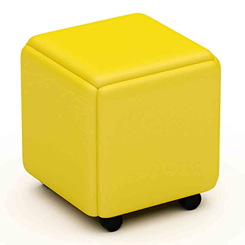FHDCNTO 5 in 1 Magic Cube Stuhl -Kombinationen, die Osmanen mit PU -Ledersitz, Rahmen und Rädern, stapelbarer Sofa -Essstuhl (Größe: 45x45x45 cm, Farbe: Gelb) nisten. von FHDCNTO