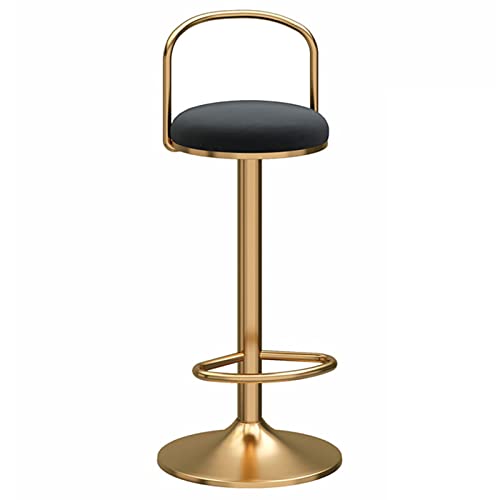 FHDCNTO Barstoolstuhl Verstellbarer Aufzug 65-80 cm, Schönheitssalon Kücheninsel Essbarhocker mit Dreh-, Goldener Fußstütze und runde Basis (Farbe: Schwarz) von FHDCNTO