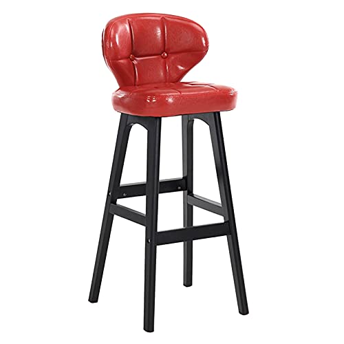 FHDCNTO Hocker Moderne Massivholzbar mit Schwammmatte Rückenlampe schwarzer Stuhl Beine Stuhl Café Shop Counter Barhosen, Sitzhöhe 65 cm (Farbe: rot) von FHDCNTO