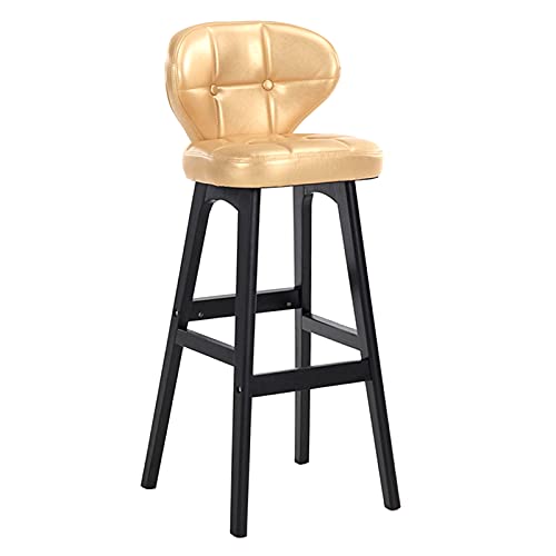 FHDCNTO Hocker Moderne Massivholzbar mit Schwammmattenrückenschwarzstuhl Beinstuhl Café Shop Counter Barhosen, Sitzhöhe 65 cm (Farbe: Golden) von FHDCNTO