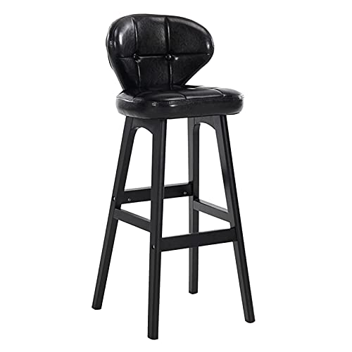 FHDCNTO Hocker Moderne Massivholzbar mit Schwammmattenrückenschwarzstuhl Beinstuhl Café Shop Counter Barhosen, Sitzhöhe 65 cm (Farbe: Schwarz) von FHDCNTO