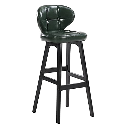 FHDCNTO Hocker Moderne Massivholzbar mit Schwammmattenrückenschwarzstuhl Beinstuhl Café Shop Counter Barstools, Sitzhöhe 65 cm (Farbe: Grün) von FHDCNTO