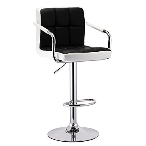 FHDCNTO Moderne einfache Bar Home Rotatable Essstuhl mit Armlehne PU Pad Backrust Pedal einstellbares Griff Barhocker, 38,5 cm Chassis (Farbe: Schwarz) von FHDCNTO