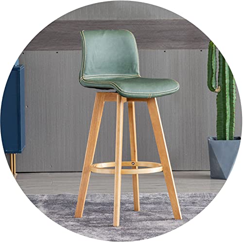FHDCNTO Schwenkbar Stuhl Stuhl Gummiholzhocker für Küchentheke Esszimmer Island Barhocker mit gepolsterter Rückenlehne Sitz & Fußstütze (Größe: 61 cm, Farbe: Grün) von FHDCNTO