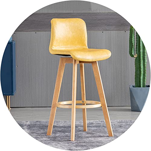 FHDCNTO Schwenkbar Stuhl Stuhl Gummiholzhocker für Küchentheke Esszimmer Island Barhocker mit gepolsterter Rückenlehne Sitz & Fußstütze (Größe: 71 cm, Farbe: Gelb) von FHDCNTO
