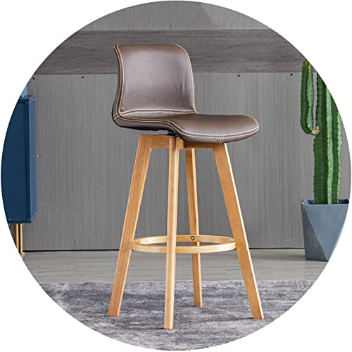 FHDCNTO Schwenkbar Stuhl Stuhl Gummiholzhocker für Küchentheke Esszimmer Island Barhocker mit gepolsterter Rückenlehne Sitz & Fußstütze (Größe: 71 cm, Farbe: Kaffee) von FHDCNTO