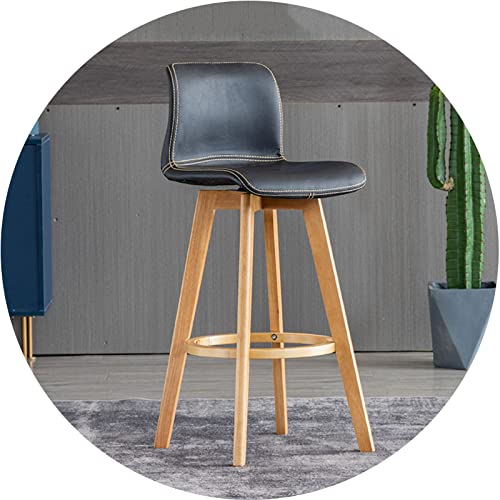 FHDCNTO Schwenkbar Stuhl Stuhl Gummiholzhocker für Küchentheke Esszimmer Island Barhocker mit gepolsterter Rückenlehne Sitz & Fußstütze (Größe: 71 cm, Farbe: Schwarz) von FHDCNTO