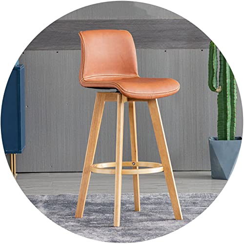 FHDCNTO Schwenkbar Stuhl Stuhl Gummiholzhocker für Küchentheke Esszimmer Island Barhocker mit gepolsterter Rückenlehne und Fußstütze (Größe: 61 cm, Farbe: Hellbraun) von FHDCNTO