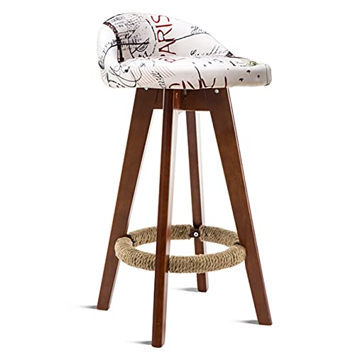 FHDCNTO Solid Wood Restaurant Stuhl Retro Bar, handgefertigte Hanfseilfußstütze und Dämpfung rotierende Tablett (Größe: 64 cm, Farbe: braun) von FHDCNTO