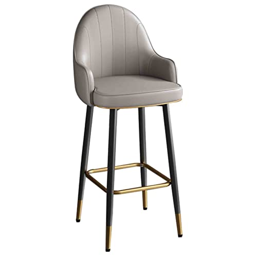 FHDCNTO Swivel Bar Stuhlstuhl, moderner Küchenbüroempfang Barhocker mit Goldener Fußstütze, PU -Leder -Rücken- und Quadratrahmen (Größe: 75 cm, Farbe: Grau) von FHDCNTO