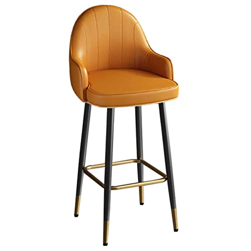FHDCNTO Swivel Bar Stuhlstuhl, moderner Küchenbüroempfang Barhocker mit Goldener Fußstütze, PU -Leder -Rücken- und Quadratrahmen (Größe: 75 cm, Farbe: Orange) von FHDCNTO