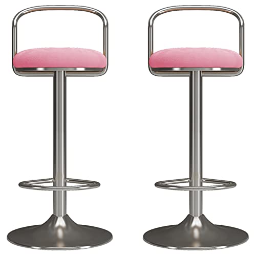 FHDCNTO Verstellbare Barhocker Drehstuhl mit Fußstütze und runden Basis, moderner Schönheitssalon Küche Island Dining Barhocker, 2 PCs (Größe: 45-60 cm, Farbe: Pink) von FHDCNTO