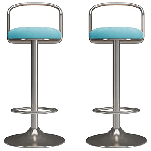 FHDCNTO Verstellbare Barhocker Drehstuhl mit Fußstütze und runden Basis, moderner Schönheitssalon Küche Island Dining Barhocker, 2 Stcs (Größe: 45-60 cm, Farbe: hellblau) von FHDCNTO