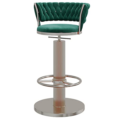 FHDCNTO Verstellbarer Barhocker mit Schwenk-Rückenstuhl, Samtsitz und runden Fußstützen-Silberbasis, Moderne Kücheninsel Esszimmer Barstool (Größe: Grün, Farbe: 45-60 cm) von FHDCNTO