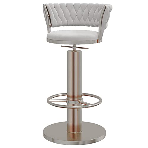 FHDCNTO Verstellbarer Barhocker mit Schwenk-Rückenstuhl, Samtsitz und runden Fußstützen-Silberbasis, Moderne Kücheninsel Esszimmer Barstool (Größe: Weiß, Farbe: 65-80 cm) von FHDCNTO