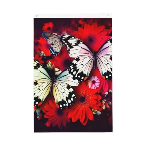 Bunte Blumen, Schmetterlinge, Flaggen für den Außenbereich, 60 x 90 cm, vertikal, doppelseitiger Druck, Gartenflagge, Outdoor-Flagge, Urlaubsbanner mit Ösen, Hausflagge für Rasen, Veranda Bunte Blumen, Schmetterlinge, Flaggen für den Außenbereich, 60 x 90 cm, vertikal, doppelseitiger Druck, Gartenflagge, Outdoor-Flagge, Urlaubsbanner mit Ösen, Hausflagge für Rasen, Veranda von FHEBNDS