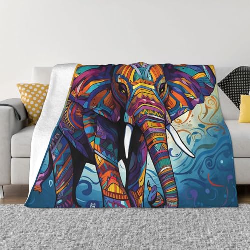 Bunte Elefantendecke und Überwürfe, ultraweich, Mikrofleece, Überwurfdecke, leicht, Flanell, Klimaanlage, Decken, für alle Jahreszeiten, warme Plüsch-Bettdecken für Sofa, Couch, 203,2 x 152,4 cm Bunte Elefantendecke und Überwürfe, ultraweich, Mikrofleece, Überwurfdecke, leicht, Flanell, Klimaanlage, Decken, für alle Jahreszeiten, warme Plüsch-Bettdecken für Sofa, Couch, 203,2 x 152,4 cm von FHEBNDS