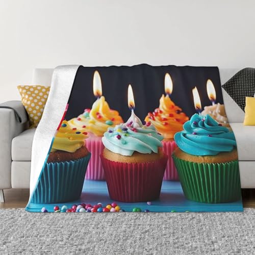 Bunte Happy Birthday-Cupcake-Decke und Überwürfe, ultraweich, Mikrofleece, Überwurf, Decke, leicht, Flanell, Klimaanlage, Decken, für alle Jahreszeiten, warme Plüsch-Bettdecken für Sofa, Couch, 101,6 Bunte Happy Birthday-Cupcake-Decke und Überwürfe, ultraweich, Mikrofleece, Überwurf, Decke, leicht, Flanell, Klimaanlage, Decken, für alle Jahreszeiten, warme Plüsch-Bettdecken für Sofa, Couch, 101,6 von FHEBNDS
