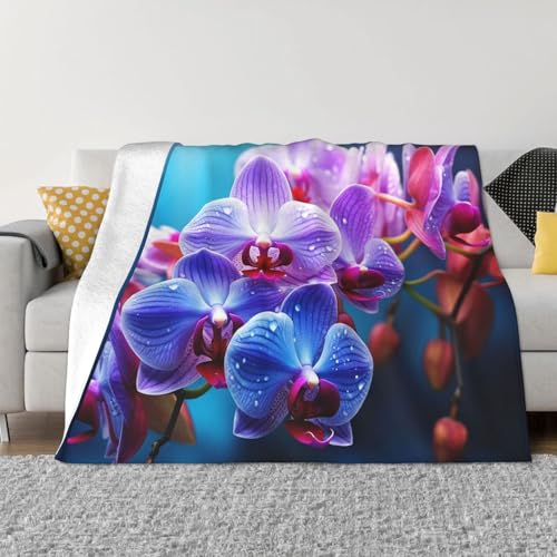 Bunte Orchideen-Blumen-Decke und Überwürfe, ultraweich, Mikrofleece, Überwurf, leicht, Flanell, Klimaanlage, Decken, für alle Jahreszeiten, warme Plüsch-Bettdecken für Sofa, Couch, 101,6 x 76,2 cm Bunte Orchideen-Blumen-Decke und Überwürfe, ultraweich, Mikrofleece, Überwurf, leicht, Flanell, Klimaanlage, Decken, für alle Jahreszeiten, warme Plüsch-Bettdecken für Sofa, Couch, 101,6 x 76,2 cm von FHEBNDS