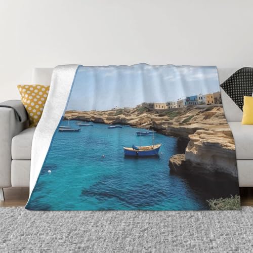 Coastal of Malta Decke und Überwürfe, ultraweich, Mikrofleece, Überwurf, leicht, Flanell, Klimaanlage, Decken, für alle Jahreszeiten, warme Plüsch-Bettdecken für Sofa, Couch, 203,2 x 152,4 cm Coastal of Malta Decke und Überwürfe, ultraweich, Mikrofleece, Überwurf, leicht, Flanell, Klimaanlage, Decken, für alle Jahreszeiten, warme Plüsch-Bettdecken für Sofa, Couch, 203,2 x 152,4 cm von FHEBNDS